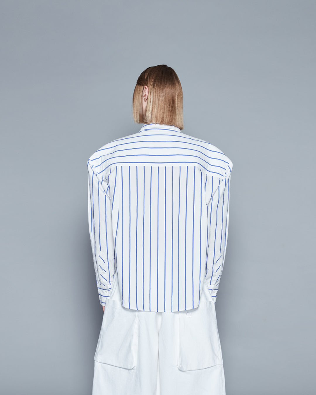 STRIPE SHOULDER PAD SHIRT