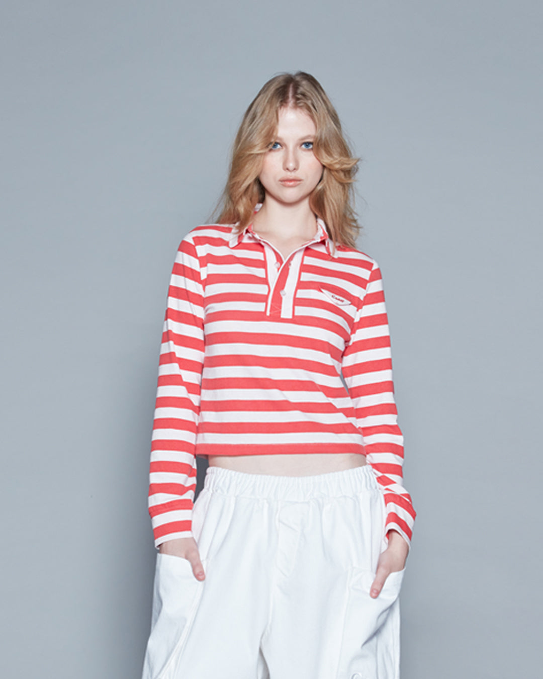 POLO STRIPE RED TOP (WOMEN)