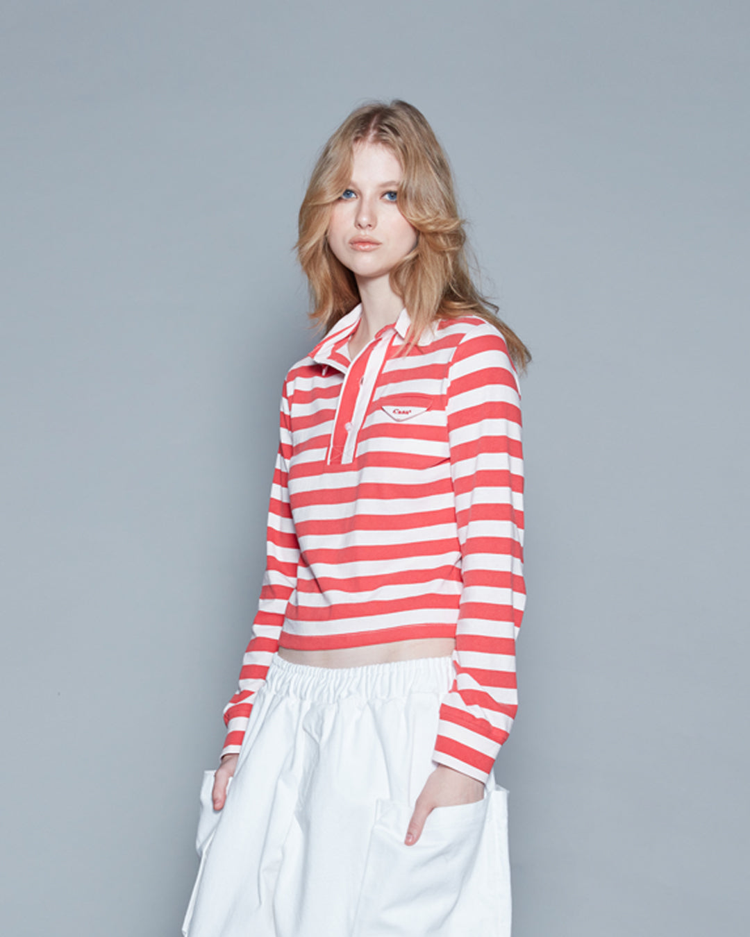 POLO STRIPE RED TOP (WOMEN)