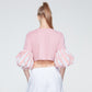 PUFFED SLEEVES CROPPED TOP (PINK)