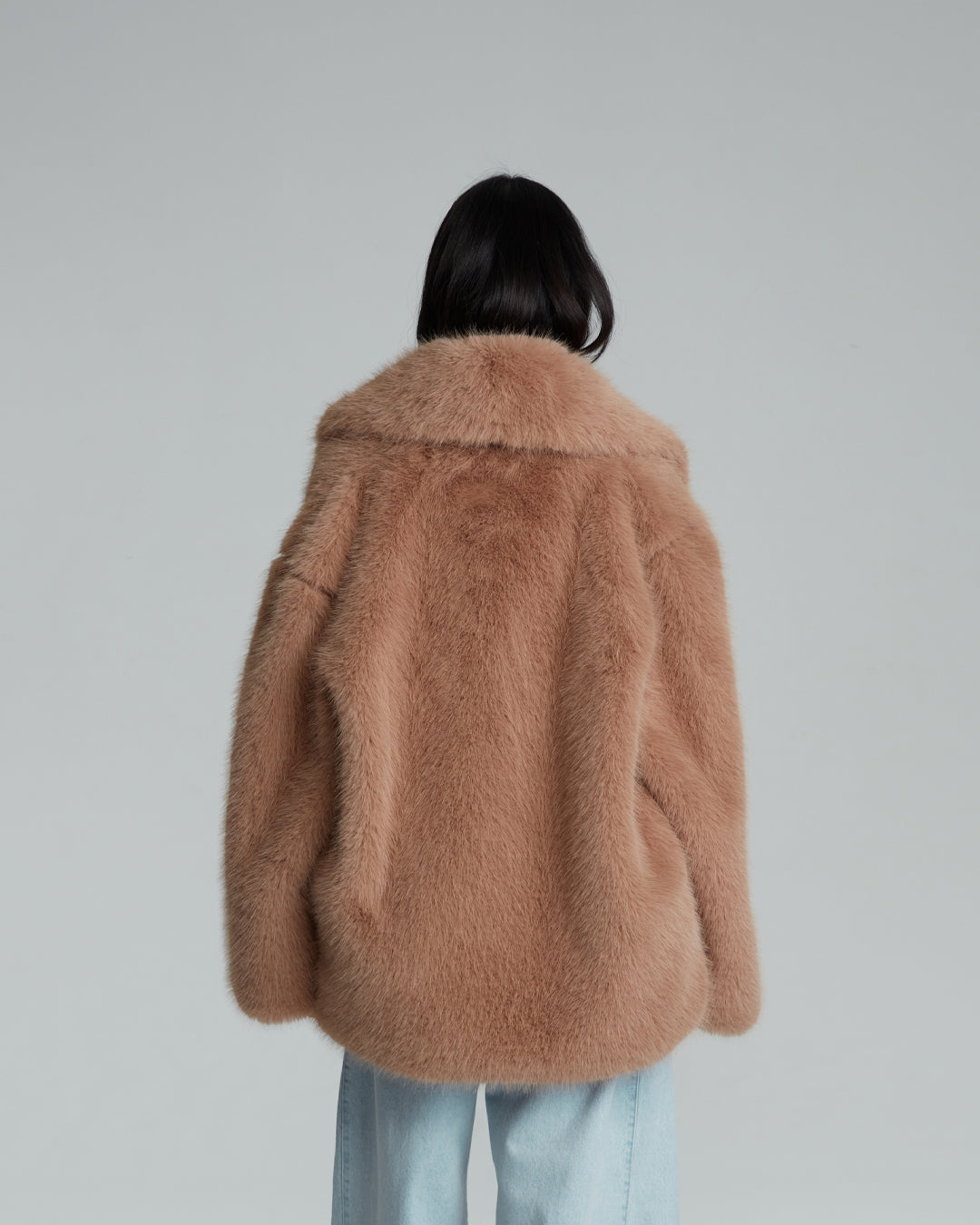 FAUX FUR OVERSIZED JACKET (BROWN)