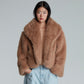 FAUX FUR CROPPED JACKET (BROWN)