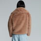 FAUX FUR CROPPED JACKET (BROWN)