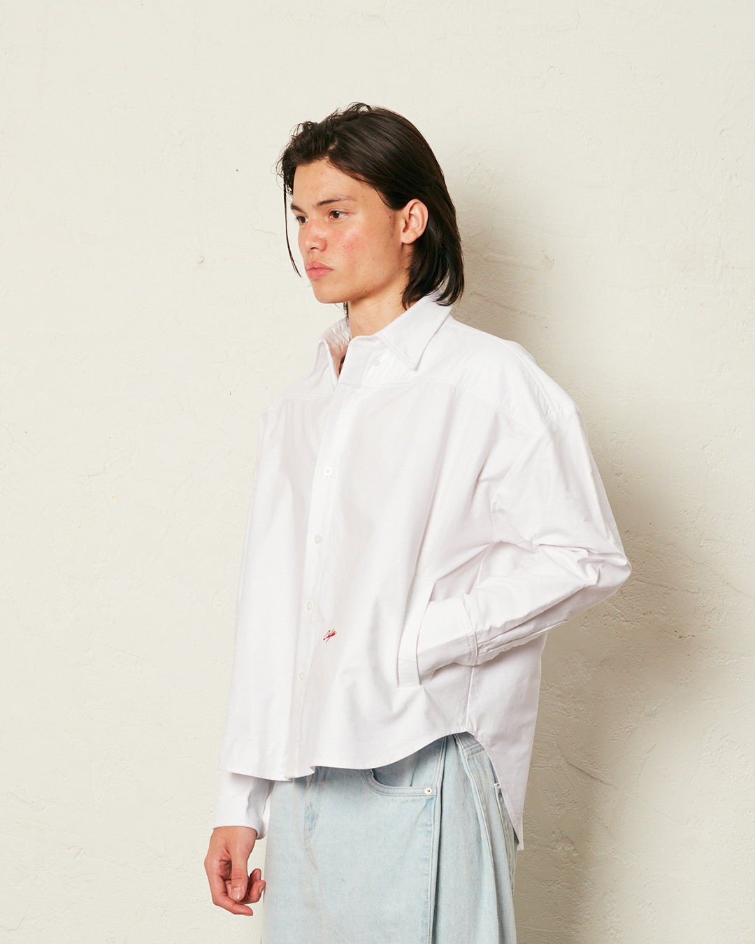 WHITE SHOULDER PAD SHIRT