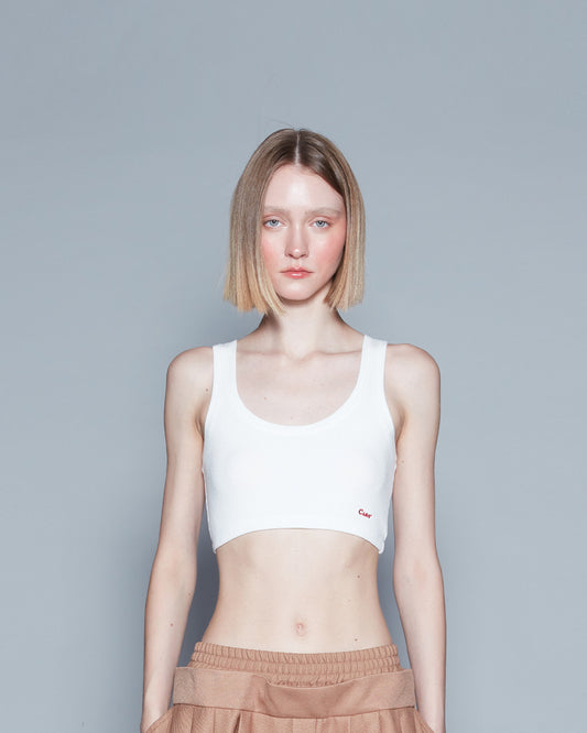 RIBBED BRA TOP (WHITE)