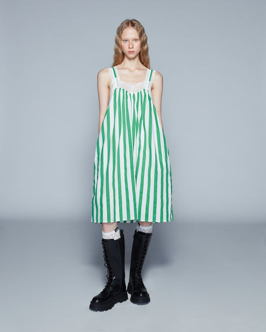 SHORT SLIP DRESS (STRIPE GREEN)