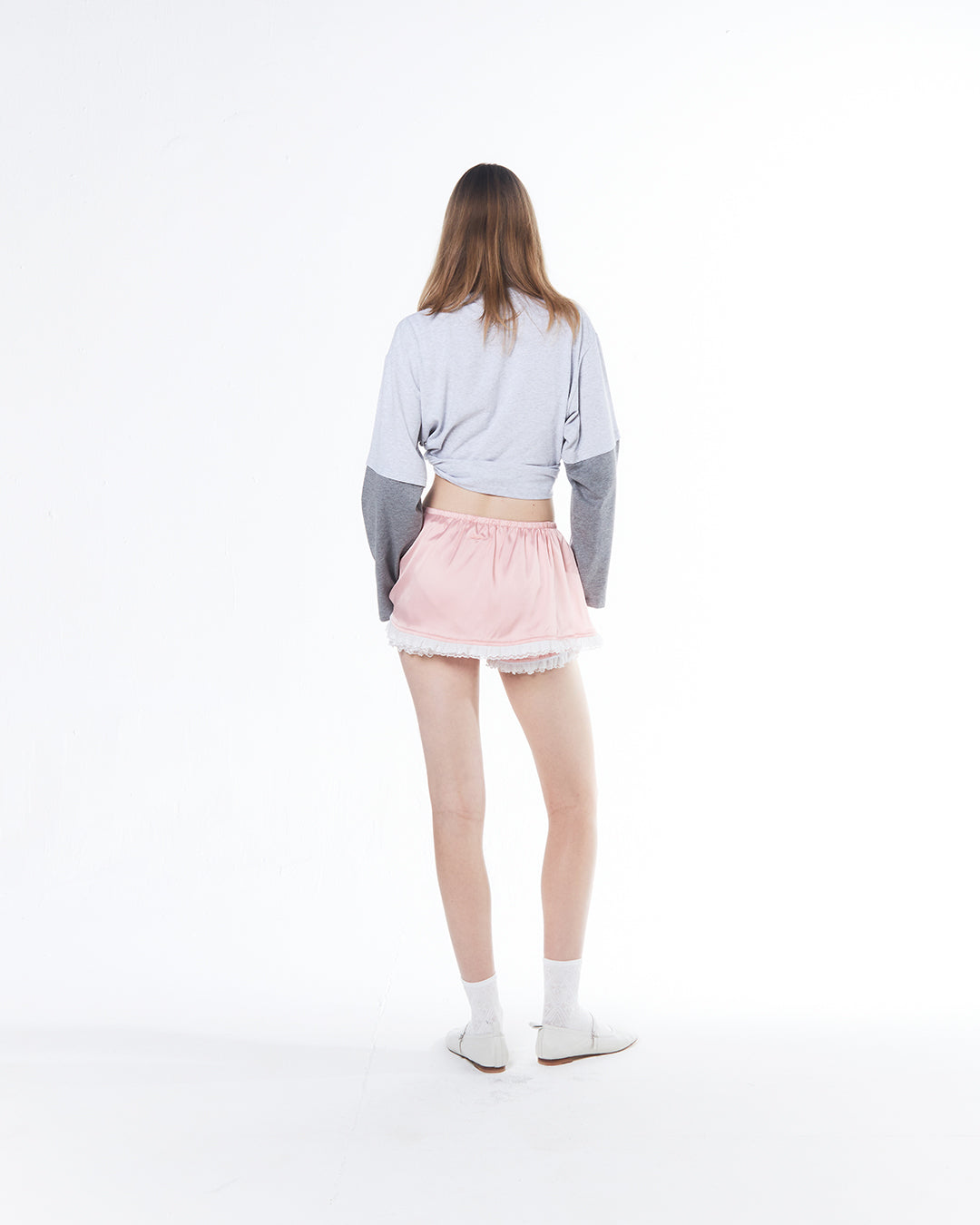 SATIN MINI SKIRT (PEACH)